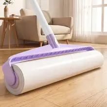カーペット掃除用ロングハンドル粘着ローラー【強力除毛・交換可能ロール紙】