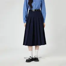 高腰プリーツスカート【女性用・学院風・Aライン】