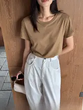 夏にぴったりのコットン製ラウンドネック短袖Tシャツ【フィット・シンプルデザイン】