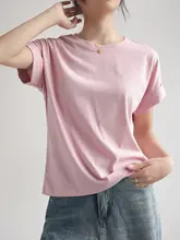 夏用 雪花棉素材の短袖Tシャツ【肩掛けデザイン・ゆったりシルエット】