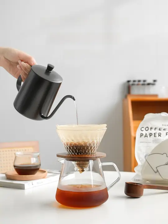 V60ガラスコーヒーフィルターとハンドドリッパーの初心者向けコーヒー器具【全自動滴下式】（セットアップ対応）