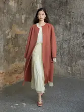 100%ウール製 手作りリバーシブルコート【スカーフ付き】