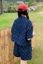 デニムジャケット＆ショートパンツ【薄手・女性用・トレンドスタイル】（セットアップ対応）