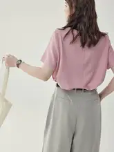 AMUU ブランド 薄型刺繍Tシャツ【レディース・夏用・ルーズフィット・丸首・短袖】