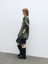 秋のカジュアルなバーン風コントラストカラーコットン中長外套