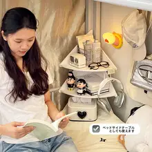 学生用ベッドサイド収納ラック【三角形デザイン・角型・携帯電話・眼鏡用】