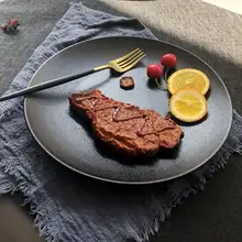 レトロシンプル陶器製プレート【牛肉皿・マット仕上げ・サラダ皿・フルーツ皿・浅型】