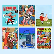 シティポップ風アメリカンヴィンテージ壁面装飾ポスター【アートバックグラウンド用】