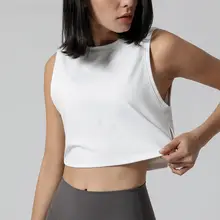 女性用 フィットネスランニングタンクトップ【ノースリーブ・ルーズフィット・ウエスト部分露出】