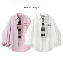 ストライプデザインのショート丈タンクトップとシャツカーディガン【春夏用・女性用】（セットアップ対応）