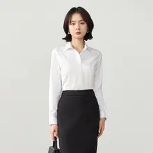 ホワイト ショルダー付き 長袖 シャツ レディース ビジネス 面接 トップス シェイプ