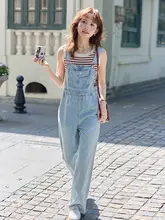 デニムサロペットパンツ 女性 ゆったり カジュアル ヴィンテージ ワーク オールインワン