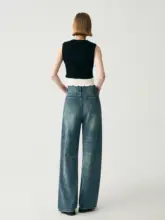 LRRE ハイウエストストレートワイドデニムパンツ【女性用・フィット・スラリ効果】