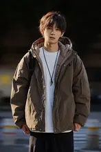 南鶴 フード付き ダウンジャケット【90%ダウン・厚手・防風・シンプルデザイン・冬用】