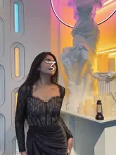 セクシーなレースの大きいサイズの切り替えワンピース【体型カバー・ウエストシェイプ・包み込むデザイン・春秋用】