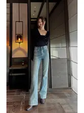 スタイルアップ！ハイウエストフィットデニムパンツ【フレアパンツ・クラシックスタイル・女性用】