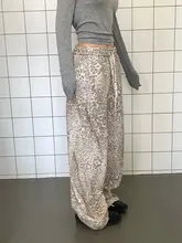 ヒョウ柄ワイドレッグパンツ【高ウエスト・フィット・カジュアル】（セットアップ対応）