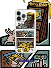 おしゃれなゲーム機デザインのiPhoneケース【透明シリコン・アニメ・カートゥーン風・iPhone13/14/15/16対応】