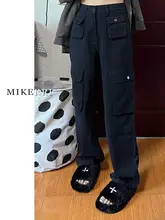 ブラックアメリカンスタイルカーゴパンツ【ストレート・デザイン性・大きいサイズ・フィット】（セットアップ対応）