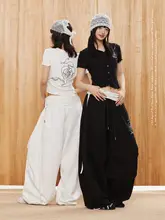 個性的なデザインのショートスリーブトップスとメッシュ素材のハイウエストパンツ【ストリートスタイル・ダンス対応】（セットアップ対応）