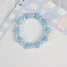 カラフルな星型ビーズブレスレット【かわいいデザイン・ラブリーロリータスタイル・リボン付き】