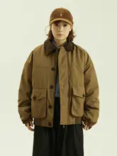 レトロコーデュロイ襟付きコットンアウター【男女兼用・冬用・厚手】
