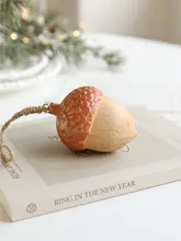 木製オークとヘーゼルナッツのクリスマスツリー飾り【カラフルな装飾用】