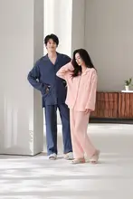 猫デザインの純綿パジャマ【春秋用・カップル・二重ガーゼ・男女兼用】（セットアップ対応）