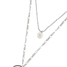 ダブルレイヤーのロックボーンネックレス【アートスタイル・ペンダント付き】
