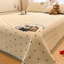 水洗棉毛巾刺繍ベッドカバー【子供用・カートゥーンデザイン・滑り止め付き・タタミ用・マットレス】