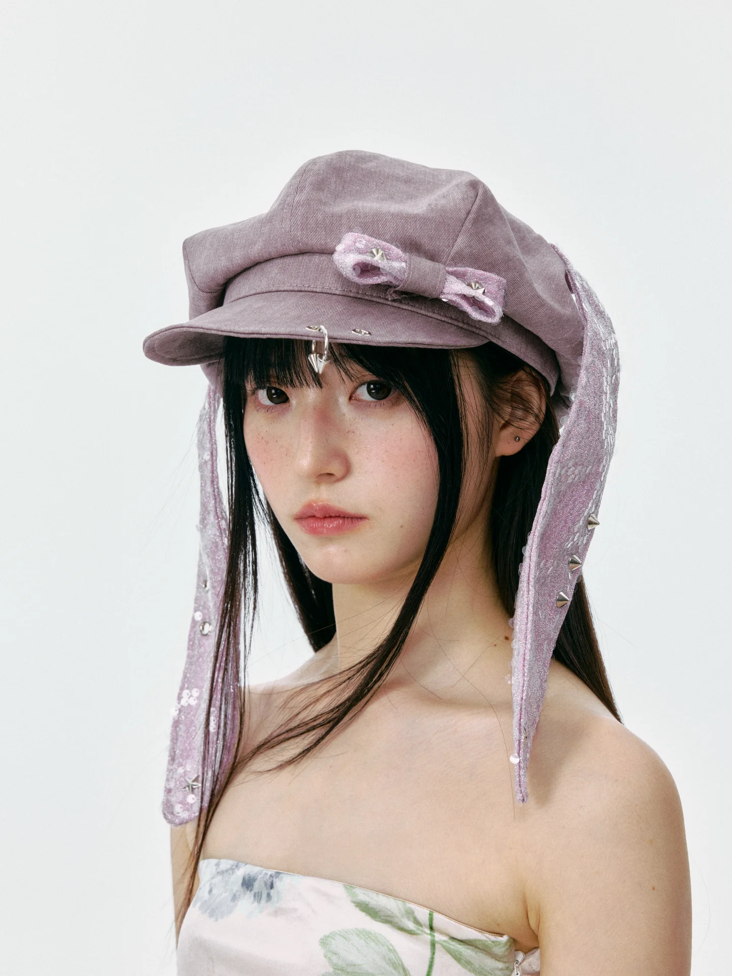 鉛筆リボン付きバニー耳の帽子：ストリートスタイルで春夏秋を快適に