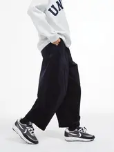 龟吉チャンネル コーデュロイワイドパンツ【9分丈・ネイビー・フィット】
