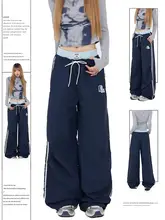 パラシュートパンツ ワイドパンツ メンズ ネイビー ダブルウエスト 防水 速乾 アメカジ ヴィンテージ ストリート「Remedie」