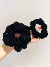 ブラックサテン ヴィンテージ風ヘアゴム【大腸フープ・ゴールドラベル・高級感】