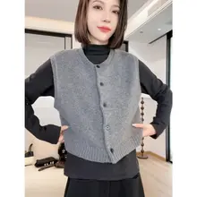 厚手暖かいウールタンクトップ レディース秋冬用【シンプルデザイン・ニットカーディガン付き】