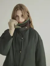 北欧スタイル 毛付き2トーン中長羽毛コート【軽量・翻领デザイン・レディース】