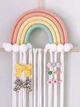カラフルな虹の飾り付きヘアクリップ収納ラック【子供部屋用・ヘアアクセサリー整理・展示ラック】
