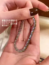色あせない！チタン合金製テニスブレスレット＆ネックレス【モネ風オリーブグリーン・着脱可能】