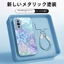 華為nova10用 シフォン 星形ケース【ガラス製・防衝撃・カップル用ストラップ付き】