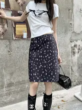 夏用フラワープリントミディスカート【ウエストゴム・ストレート・女性用・可愛いデザ  イン】（セットアップ対応）