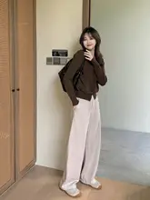 ウエストゴム入り 羊毛混合の快適なニットパンツ【カジュアルデザイン・女性用】