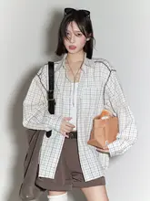 チェック柄長袖シャツ【春用・ゆったりシルエット・ユニセックス】