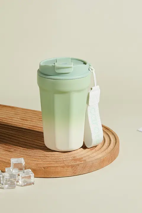 CAROTE 保温ボトル コーヒーカップ 水筒 ステンレス セラミックコーティング ストロー付き 持ち運び 保温 保冷 レディース メンズ