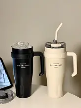 スタイリッシュなステンレス製の大容量保温カップ【吸管付き・携帯用】