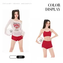 スポーツ水着 セパレート レディース 3点セット 長袖ラッシュガード ハルターネック スパッツ ガーリー フェミニン プール