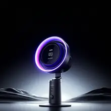 JISULIFE 空気循環デスクファン【無葉デザイン・USB充電・RGBライト付き・静音設計】