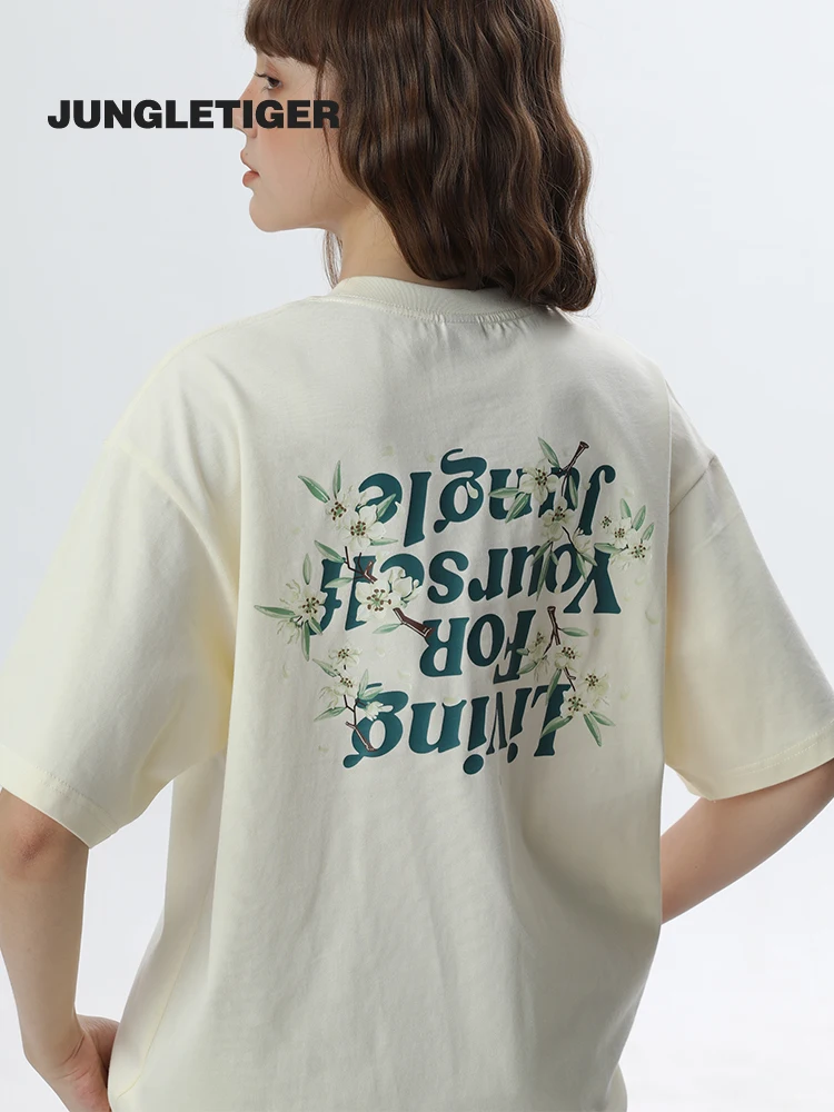 JUNGLETIGER 丛林老虎 原創植物花卉印花Tシャツ：男女兼用棉質ショートスリーブの実用性とシーン別適用