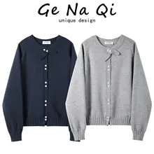 女性用長袖ニットカーディガン【秋季・スタイル・スリム効果】