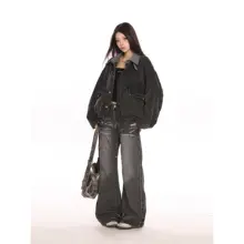 アメリカンスタイルのヴィンテージ加工コットンジャケット【春秋用・レザー襟】