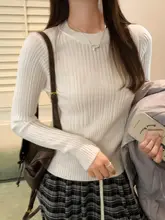 秋冬用 コットンニット サンプルシルエットデザイン【長袖・クルーネック・女性用】（セットアップ対応）